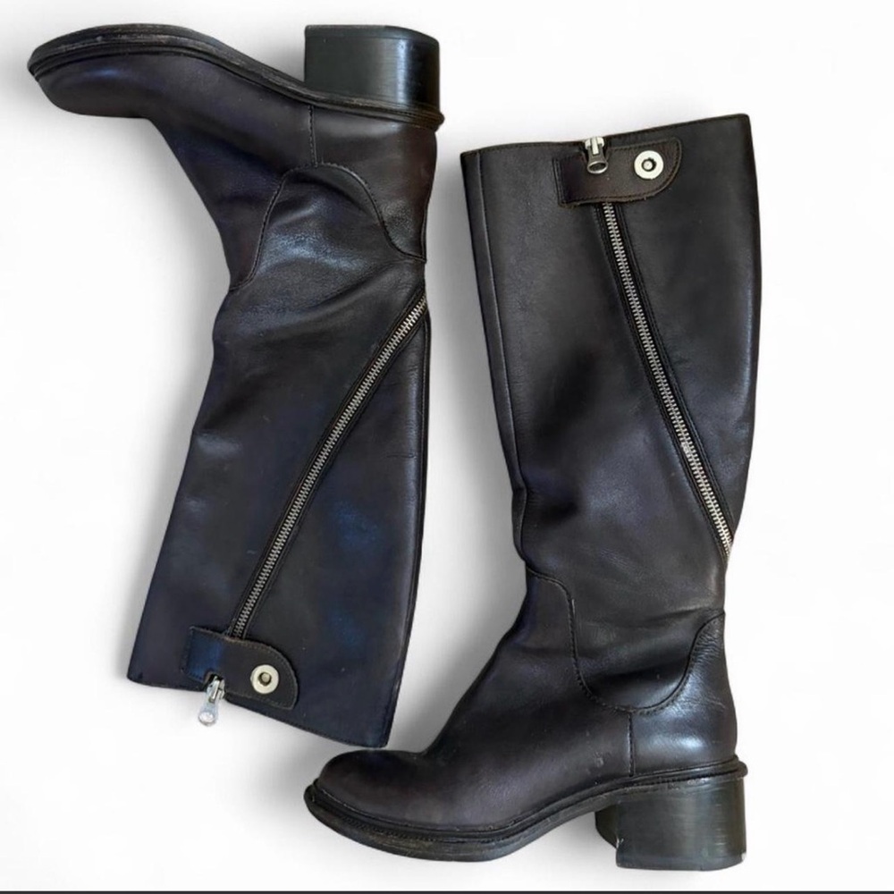 Elizabeth and James Dark Brown Leather Knee-High Zip Boots - Women